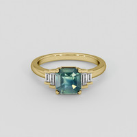2.08 Ct. Bluish Green Sapphire Ring, 14K Yellow Gold 1