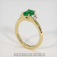 0.99 Ct. Emerald Ring, 18K Yellow Gold 2