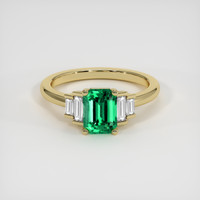 0.83 Ct. Emerald Ring, 18K Yellow Gold 1