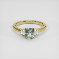 1.05 Ct. Yellowish Green Sapphire Ring, 18K Yellow Gold 1