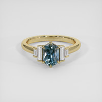 1.36 Ct. Greyish Blue Sapphire Ring, 18K Yellow Gold 1