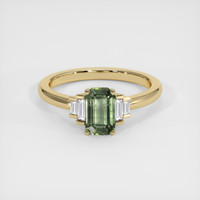 1.29 Ct. Green Sapphire Ring, 18K Yellow Gold 1