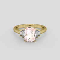 3.06 Ct. Peach Sapphire Ring, 18K Yellow Gold 1