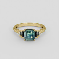 2.08 Ct. Bluish Green Sapphire Ring, 18K Yellow Gold 1