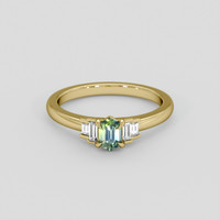 0.43 Ct. Bluish Green Sapphire Ring, 18K Yellow Gold 1