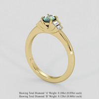 0.43 Ct. Bluish Green Sapphire Ring, 18K Yellow Gold 2