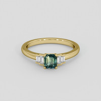 0.69 Ct. Greenish Blue Sapphire Ring, 18K Yellow Gold 1