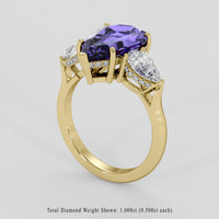 3.75 Ct. Violet Tanzanite Ring, 14K Yellow Gold 2