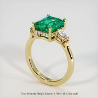 3.09 Ct. Emerald Ring, 18K Yellow Gold 2