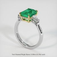 2.67 Ct. Emerald Ring, 18K Yellow & White 2