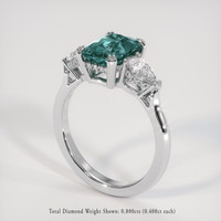 2.57 Ct. Bluish Green Sapphire Ring, Platinum 950 2