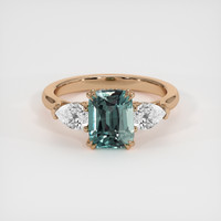 2.57 Ct. Bluish Green Sapphire Ring, 14K Rose Gold 1