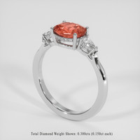 2.50 Ct. Padparadscha Sapphire Ring, 14K White Gold 2