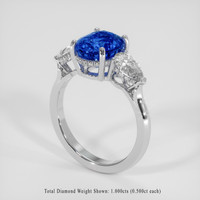 4.01 Ct. Blue Sapphire Ring, 14K White Gold 2