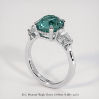4.60 Ct. Bluish Green Sapphire Ring, 14K White Gold 2