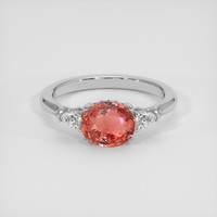 2.50 Ct. Padparadscha Sapphire Ring, 18K White Gold 1