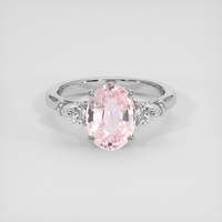 3.21 Ct. Pink Sapphire Ring, 18K White Gold 1