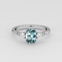 2.03 Ct. Bluish Green Sapphire Ring, 18K White Gold 1