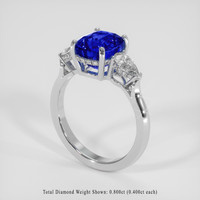 4.28 Ct. Blue Sapphire Ring, 18K White Gold 2