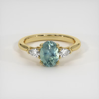1.38 Ct. Bluish Green Sapphire Ring, 10K Yellow Gold 1