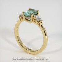 1.38 Ct. Bluish Green Sapphire Ring, 10K Yellow Gold 2