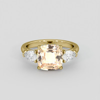 4.05 Ct. Peach Sapphire Ring, 14K Yellow Gold 1