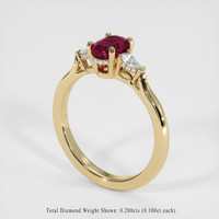 1.03 Ct. Reddish Pink Sapphire Ring, 18K Yellow Gold 2