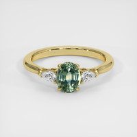 1.14 Ct. Bluish Green Sapphire Ring, 18K Yellow Gold 1