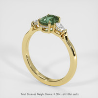 1.14 Ct. Bluish Green Sapphire Ring, 18K Yellow Gold 2