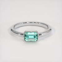 0.68 Ct. Emerald Ring, 18K White Gold 1