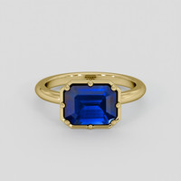 2.34 Ct. Blue Sapphire Ring, 10K Yellow Gold 1