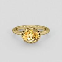 3.53 Ct. Peach Sapphire Ring, 14K Yellow Gold 1