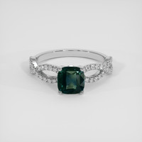2.00 Ct. Greenish Blue Sapphire Ring, Platinum 950 1