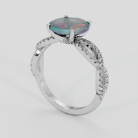 0.98 Ct. Multi Color Opal Ring, 10K White Gold 2