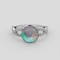 0.98 Ct. Multi Color Opal Ring, 14K White Gold 1