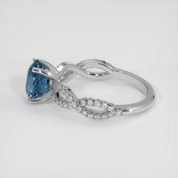 2.06 Ct. Greenish Blue Sapphire Ring, 14K White Gold 4