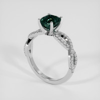 2.00 Ct. Greenish Blue Sapphire Ring, 18K White Gold 2