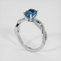 2.06 Ct. Greenish Blue Sapphire Ring, 18K White Gold 2