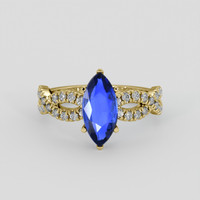 2.07 Ct. Blue Sapphire Ring, 14K Yellow Gold 1