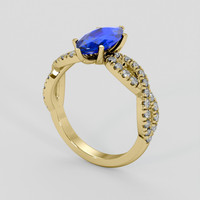2.07 Ct. Blue Sapphire Ring, 14K Yellow Gold 2