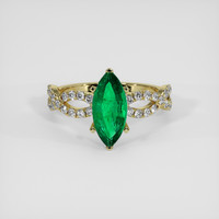 1.08 Ct. Emerald Ring, 18K Yellow Gold 1
