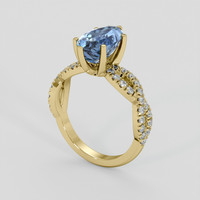 2.67 Ct. Blue Sapphire Ring, 18K Yellow Gold 2
