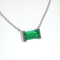 0.68 Ct. Emerald Necklace, 18K White Gold 2