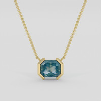 1.60 Ct. Bluish Green Sapphire Necklace, 10K Yellow Gold 1