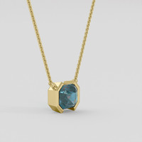 1.60 Ct. Bluish Green Sapphire Necklace, 10K Yellow Gold 2