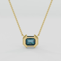 1.60 Ct. Bluish Green Sapphire Necklace, 10K Yellow Gold 4
