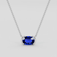 0.90 Ct. Blue Sapphire Necklace, 18K White Gold 1