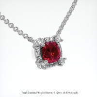 2.06 Ct. Pinkish Red Ruby Necklace, 14K White Gold 2
