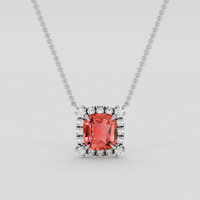 1.07 Ct. Padparadscha Sapphire Necklace, 14K White Gold 1
