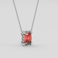 1.07 Ct. Padparadscha Sapphire Necklace, 14K White Gold 2
